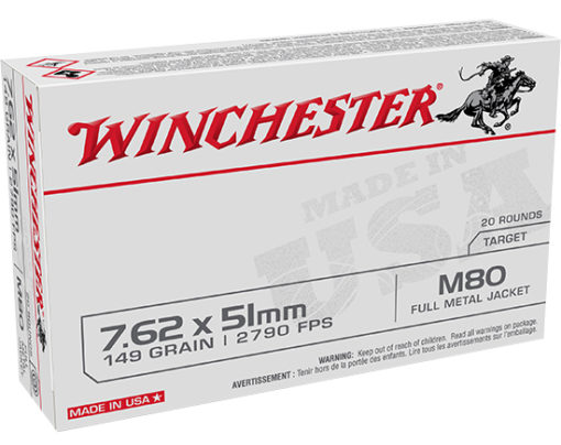 Winchester Ammo WM80 USA Lake City 7.62x51mm NATO 149 gr Full Metal Jacket (FMJ) 20 Bx/25 Cs