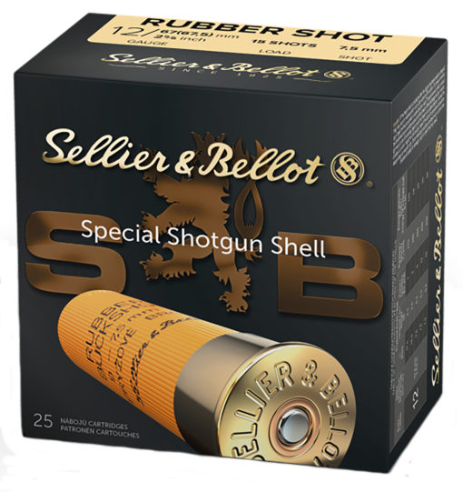 Sellier & Bellot SB12RSA Shotgun 12 Gauge 2.75" 2 11/16 oz 15 Rubber Pellets Shot 25 Bx/ 10 Cs