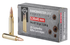 PPU PPRM5561M Rangemaster  5.56x45mm NATO 55 gr 3240 fps Full Metal Jacket Boat-Tail (FMJBT) 1000rds (Sold by Case) Includes Metal Can
