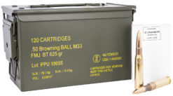 PPU PPRM50M Rangemaster  50 BMG 625 gr 2940 fps Full Metal Jacket (FMJ) 120rds (Sold by Case) Includes Metal Can
