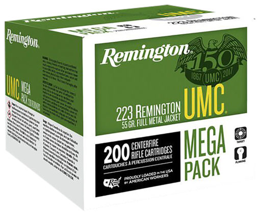 Remington Ammunition 23683 UMC  223 Rem 55 gr 3240 fps Full Metal Jacket (FMJ) 200 Bx/4 Cs (Mega Pack)