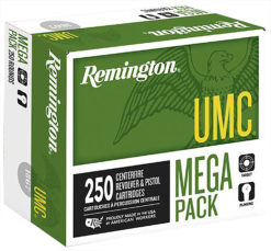 Remington Ammunition 23773 UMC Mega Pack 40 S&W 165 gr 1150 fps Full Metal Jacket (FMJ) 250 Bx/4 Cs