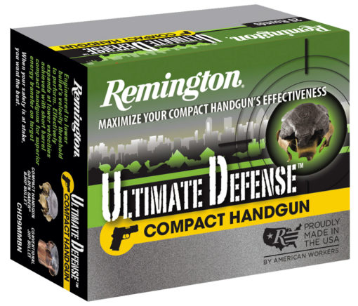 Remington Ammunition 28963 Ultimate Defense Compact 9mm Luger 124 gr 1020 fps Brass Jacket Hollow Point (BJHP) 20 Bx/25 Cs