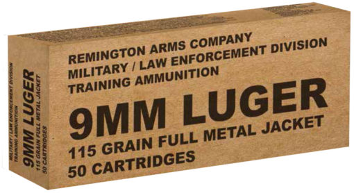 Remington Ammunition B9MM3 Overrun9mm Luger 115 GR Full Metal Jacket (FMJ) 50 Bx/ 10 Cs