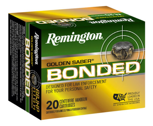 Remington Ammunition 29343 Golden Saber Bonded  9mm Luger 147 gr 990 fps Bonded Brass Jacketed Hollow Point (BBJHP) 20 Bx/25 Cs