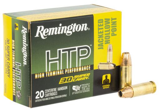 Remington Ammunition R20019 HTP  30 Super Carry 100 gr 1235 fps Jacketed Hollow Point (JHP) 20 Bx/10 Cs