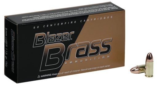 CCI 51991BB Blazer Brass  9mm Luger 115 gr 1145 fps Full Metal Jacket (FMJ) 100 Bx/5 Cs