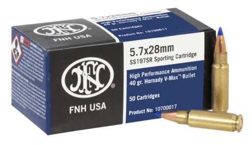 FN 10700017 High Performance  5.7x28mm 40 gr 1738 fps Hornady V-Max (VMX) 50 Bx/40 Cs