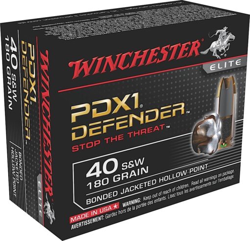 Winchester Ammo S40SWPDB1 Defender  40 S&W 180 gr Bonded Jacket Hollow Point 20 Bx/10 Cs