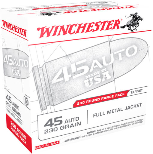 Winchester Ammo USA45W USA  45 ACP 230 gr Full Metal Jacket (FMJ) 200 Bx/3 Cs (Range Pack)