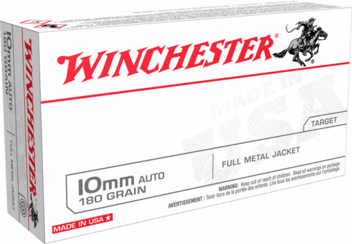 Winchester Ammo USA10MM USA  10mm Auto 180 gr Full Metal Jacket Flat Nose (FMJFN) 50 Bx/10 Cs