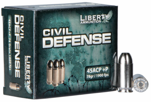 Liberty Ammunition LACD45013 Civil Defense  45 ACP +P 78 gr 1900 fps Lead-Free Fragmenting Hollow Point (LFFHP) 20 Bx/50 Cs