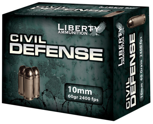Liberty Ammunition LACD10032 Civil Defense  10mm Auto 60 gr 2400 fps Lead-Free Fragmenting Hollow Point (LFFHP) 20 Bx/10 Cs