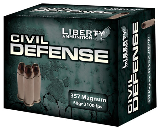 Liberty Ammunition LACD357030 Civil Defense  357 Mag 50 gr 2100 fps Lead-Free Fragmenting Hollow Point (LFFHP) 20 Bx/50 Cs
