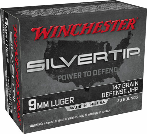 Winchester Ammo W9MMST2 Silvertip Defense 9mm Luger 147 gr Silvertip Jacket Hollow Point 20 Per Box/ 10 Cs