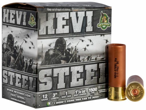 HEVI-Shot HS60001 HEVI-Steel Waterfowl 12 Gauge 3" 1 1/4 oz 1 Shot 25 Per Box/ 10 Cs