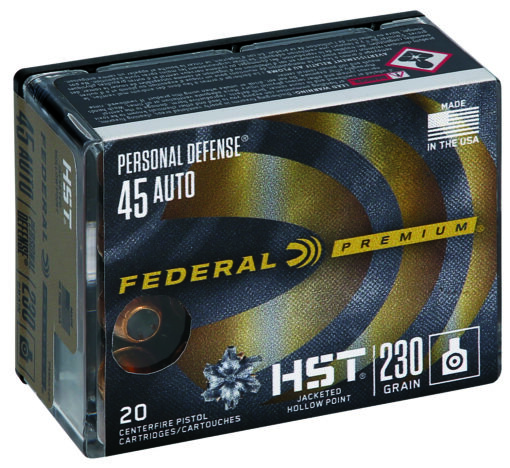 Federal P45HST2S Premium Personal Defense 45 ACP 230 gr HST Jacketed Hollow Point 20 Per Box/10 Cs