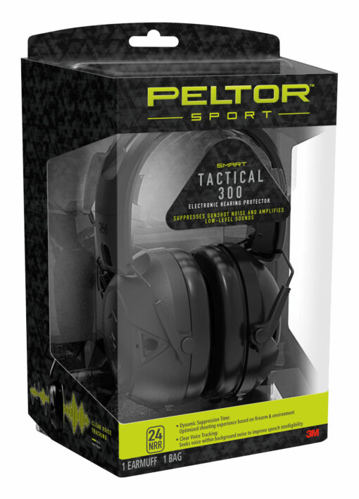 Peltor TAC300OTH Sport Tactical 300 24 dB Over the Head Black Ear Cups with Ventilated