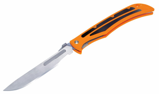 Havalon Knives XTC-115BLAZE Baracuta Blaze 4.38" Folding Replaceable Plain Stainless Steel Blade G10 Black Inserts/Orange Handle