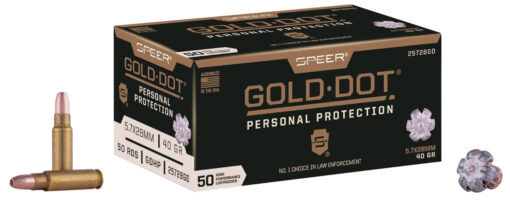 Speer 25728GD Gold Dot Personal Protection 5.7x28mm 40 gr Hollow Point 50 Per Box 10 Cs