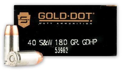 Speer 53962 Gold Dot LE Duty 40S&W 180gr JHP 50bx/20Cs