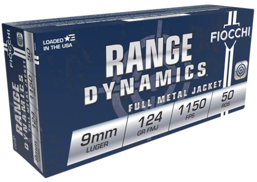 Fiocchi 9APB Range Dynamics  9mm Luger 124 gr Full Metal Jacket 50 Per Box/ 20 Cs