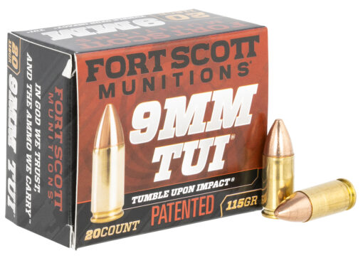 Fort Scott Munitions 9MM-115-SCV Tumble Upon Impact (TUI)  9mm Luger 115 gr Solid Copper Spun 20 Bx/ 25 Cs