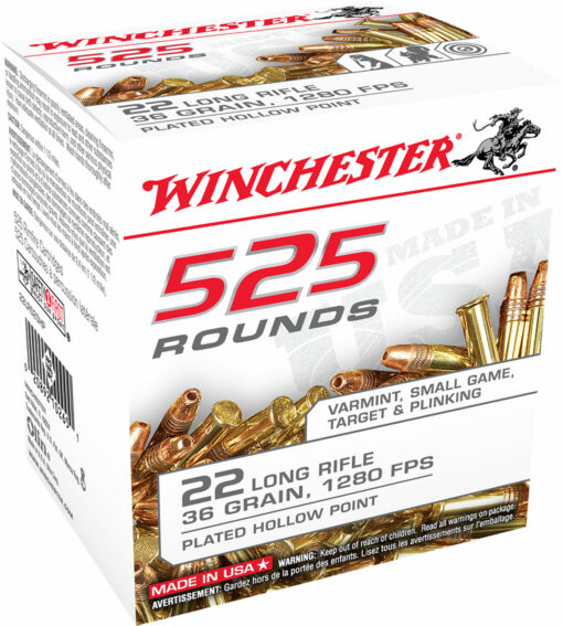 Winchester Ammo 22LR525HP USA  22 LR 36 gr Copper Plated Hollow Point 525 Per Box/ 10 Case *Bulk