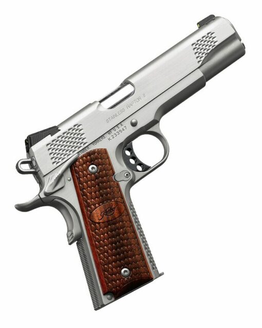 Kimber 3200181 .45 ACP Stainless Raptor II 5" 8+1 Stainless Steel Frame Zebrawood Grips Tritium Night Sights